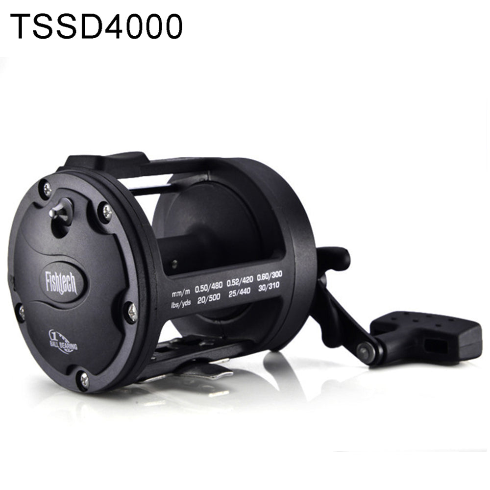 Trolling Fishing Reel Saltwater Right Hand Sea Bait Casting Fishing Reel Black - Blue Force Sports
