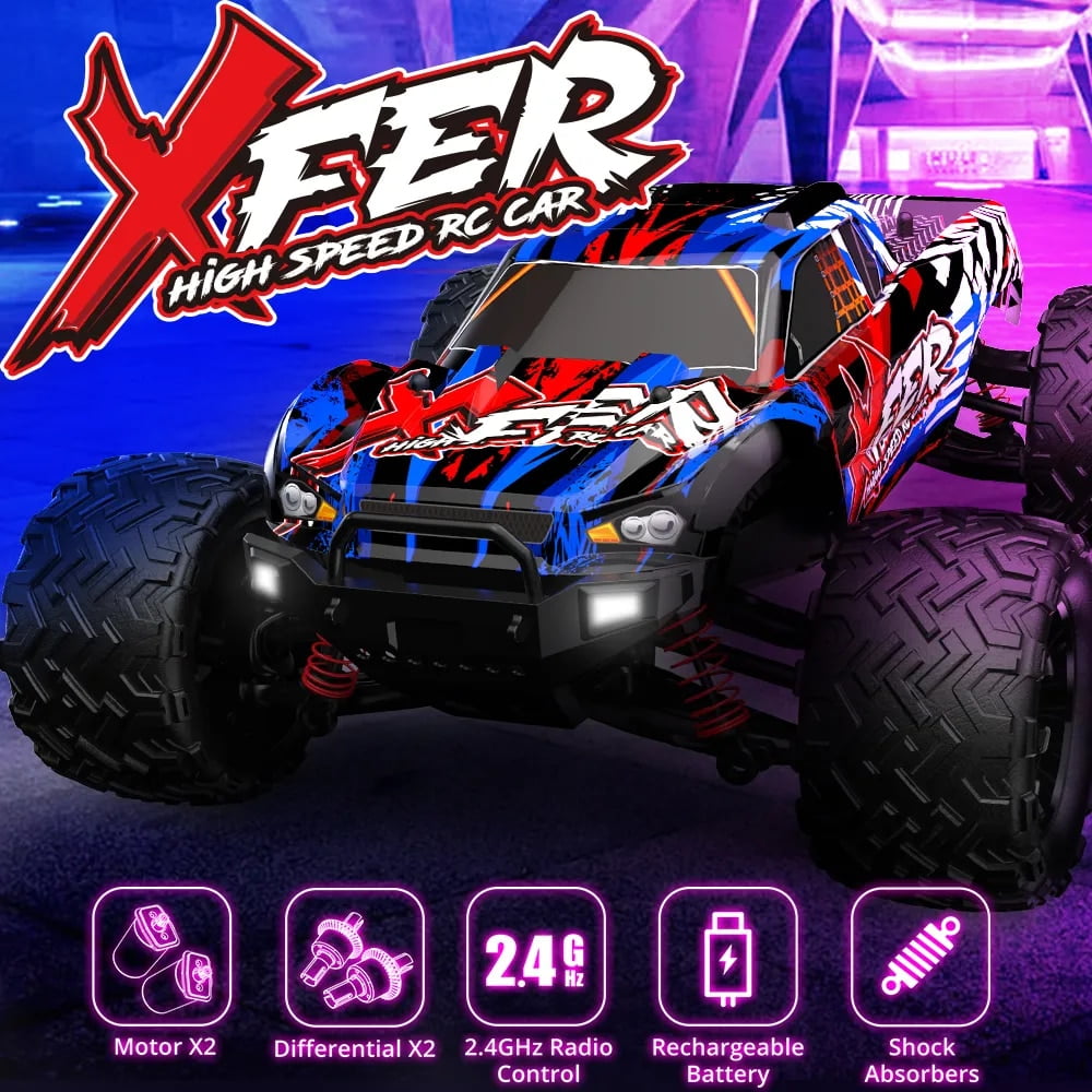 9501E High-Speed RC Car with 2 Batteries,40km/h Remote Control Car,1/16 All Terrain 4WD Off-Road Racing Vehicle,Red