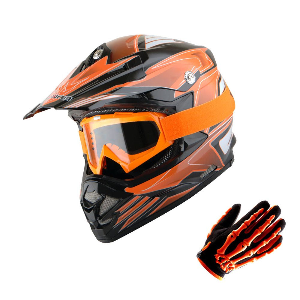 1Storm Adult Motocross Helmet BMX MX ATV Dirt Bike Downhill Mountain Bike Helmet Flying Style H819-5; Flying Blue + Goggles + Skeleton Blue Glove Bundle