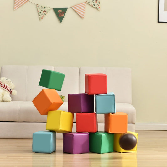 12PCS Toddler Foam Block Playset, 5.5 Inch Soft Colorful Stacking Play Module Blocks, Stacking Climbing Foam Blocks Sets for Babies and Toddles, Easy Clean Safe Indoor Active Play Structure