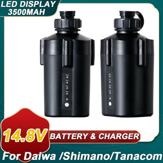 2Pack 3500mAh For Daiwa 1200 800mj Electric Fishing Reel 2XBattery Tanacom 1000 500SB G300J/JL Updated With Power Display