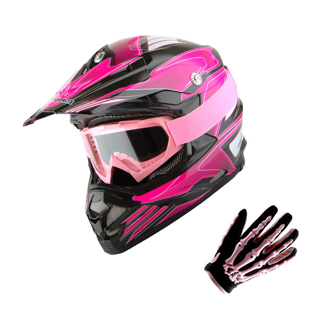 1Storm Adult Motocross Helmet BMX MX ATV Dirt Bike Downhill Mountain Bike Helmet Flying Style H819-5; Flying Blue + Goggles + Skeleton Blue Glove Bundle