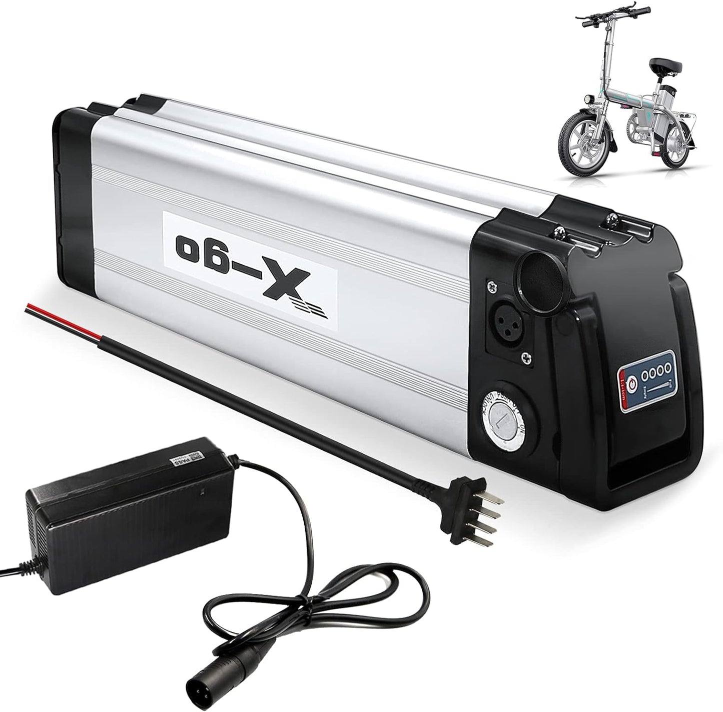 X-go 24V Ebike Battery 10AH - Electric Bicycle Bike Replacement Battery 10AH Lithium Ion for 350W 250W Electric Bicycle Motor(24V10AH 4 Pin Discharge Port)