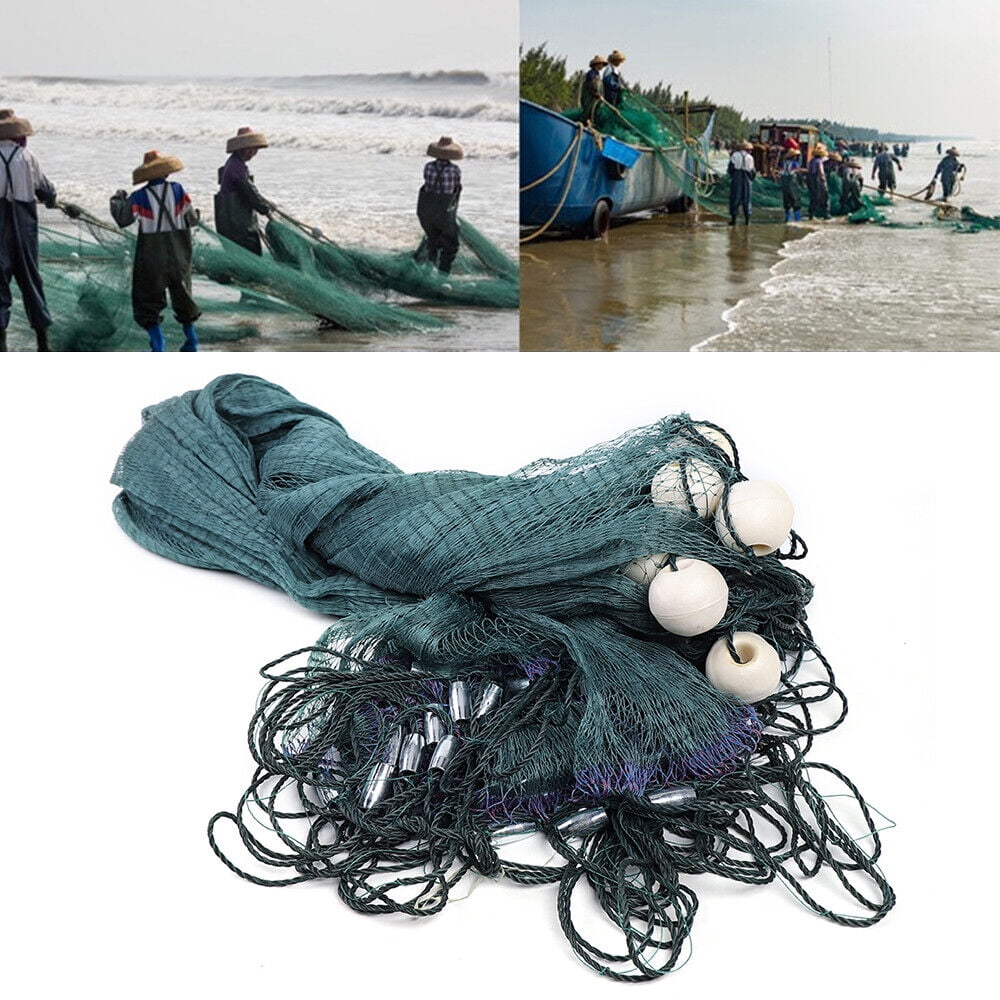 Wuzstar Polyethylene Beach Seine Drag Net Fishing Casting Net with Floats Monofilament Nets 2cm/0.8'