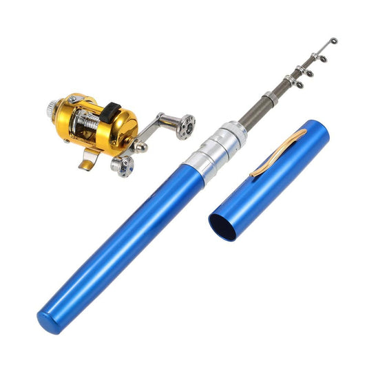 "Fishing Rod Reel Combo Kit Set Mini Telescopic Portable Pocket Pen Fishing Rod Pole + Reel Aluminum Alloy Fishing Accessories"