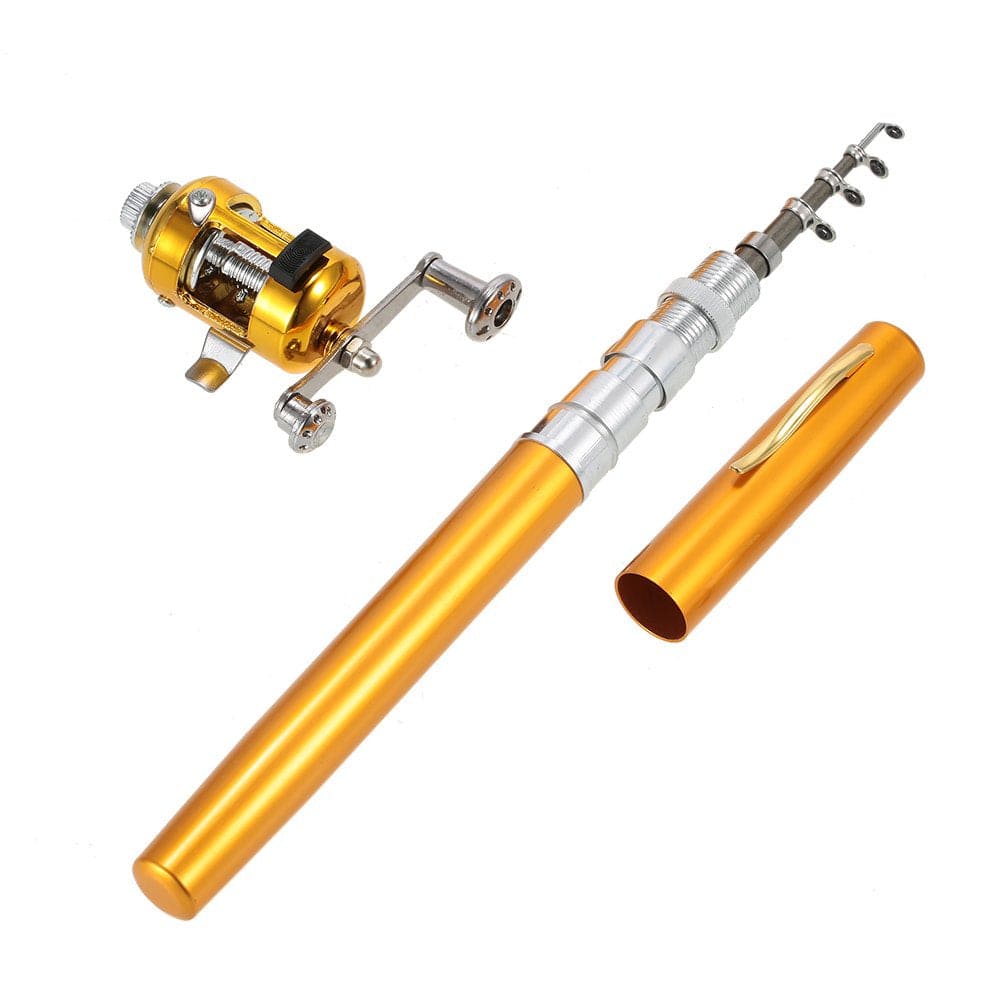 "Fishing Rod Reel Combo Kit Set Mini Telescopic Portable Pocket Pen Fishing Rod Pole + Reel Aluminum Alloy Fishing Accessories"