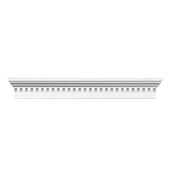40" x 6" x 3" Window and Door Crosshead with Dentil Trim, White