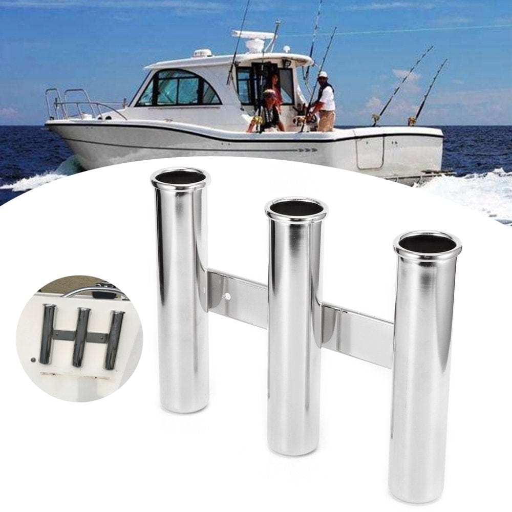 Ymiko Fishing Rod Bracket,Fishing Rod Holder,3 Tube Fishing Rod Holder Rack Stainless Steel Marine Yacht Boat Hardware Accessory