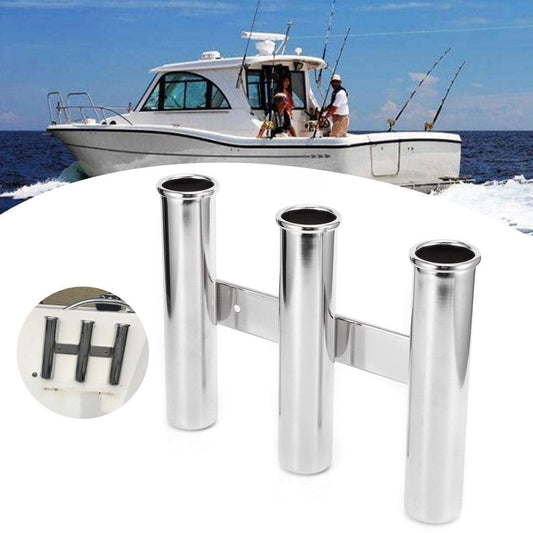 Ymiko Fishing Rod Bracket,Fishing Rod Holder,3 Tube Fishing Rod Holder Rack Stainless Steel Marine Yacht Boat Hardware Accessory