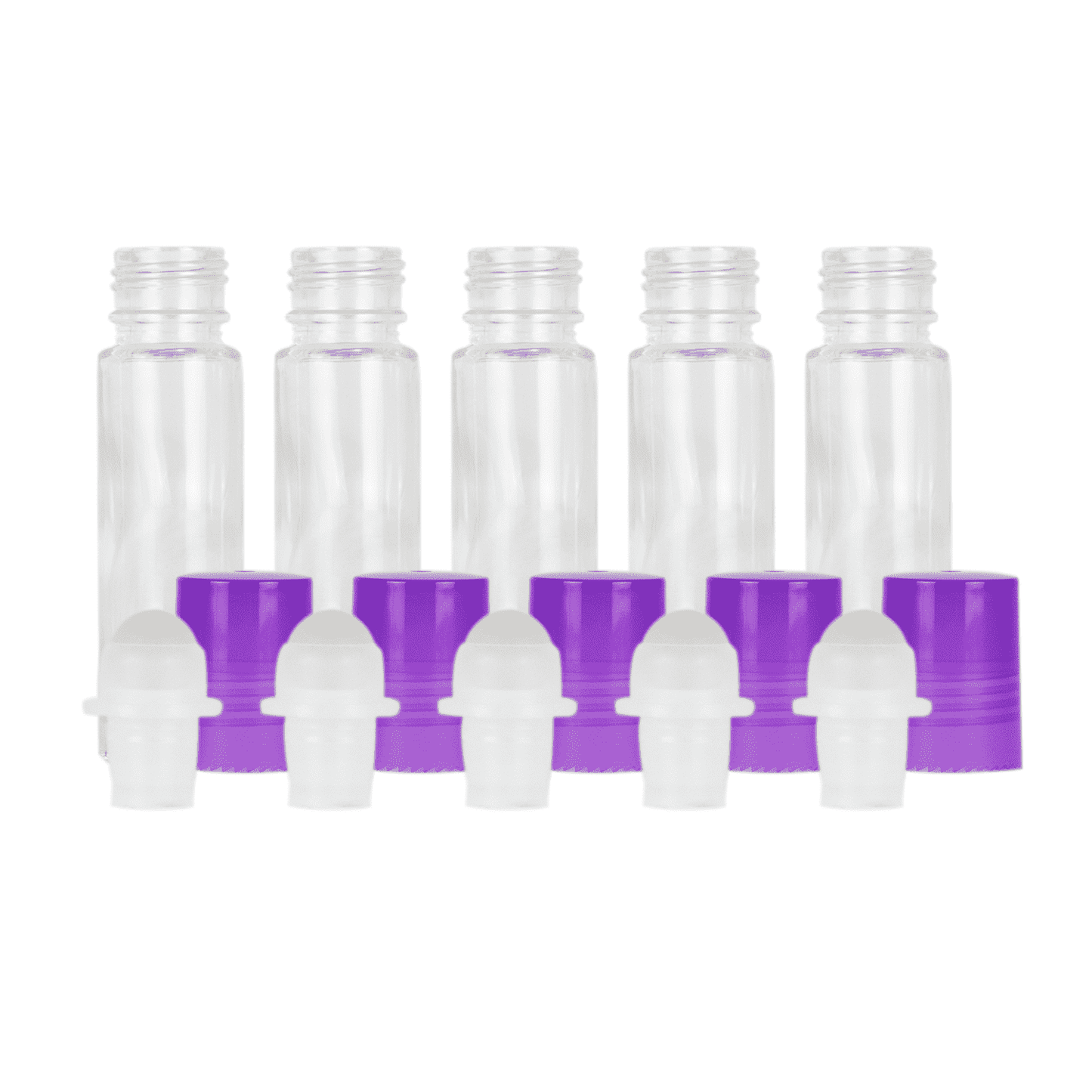 10 ml Clear Glass Roller Bottles (Pack of 5) Glass Roller Bottles Your Oil Tools Purple Glass