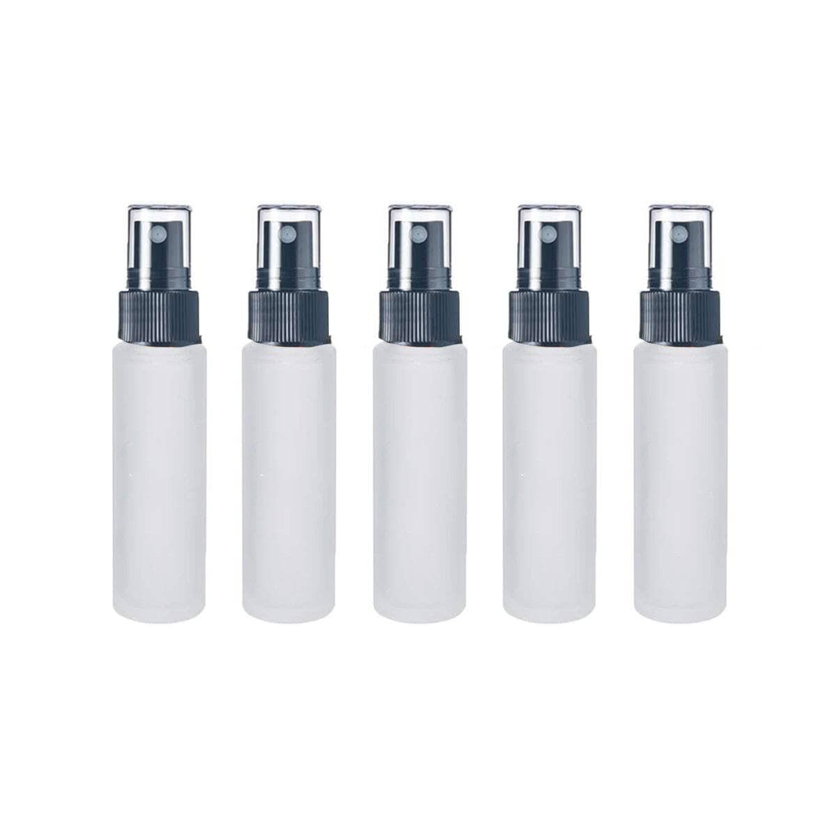 10 ml White Frosted Vial w/ Black Fine Mist Tops (Pack of 5)